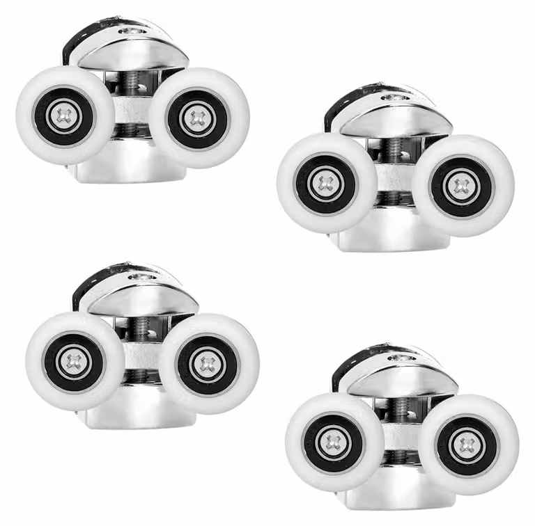 Set di 4 rulli per porta doccia in lega di zinco, diametro 25 mm
