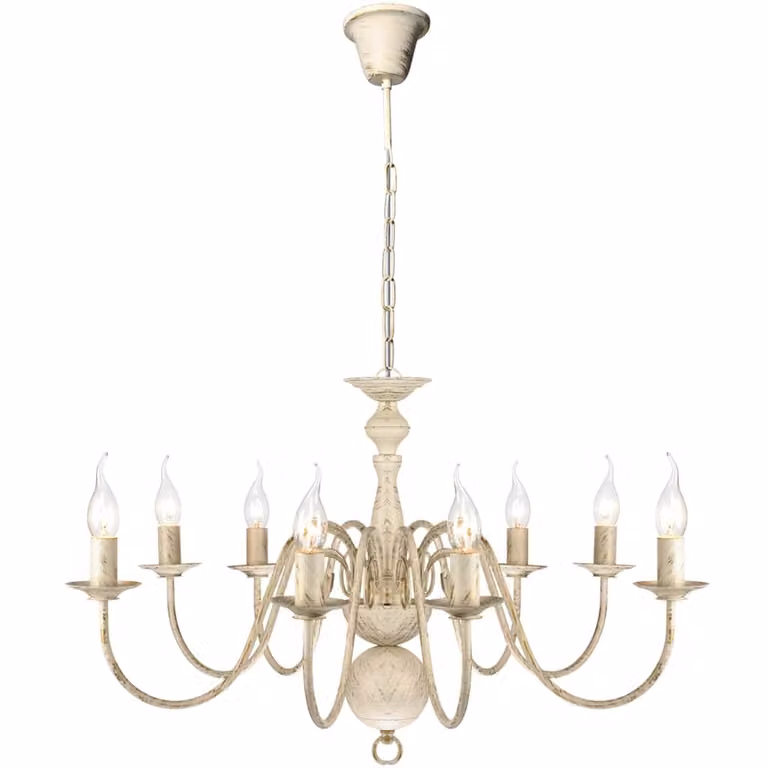 vidaXL Lampadario da Soffitto in Metallo Bianco Stile Antico con 8 Portalampada E14