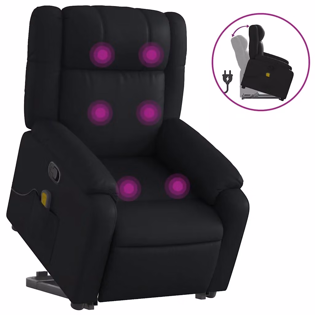 vidaXL Poltrona Alzapersona Reclinabile con Assistenza Elettrica in Similpelle Nera – 2
