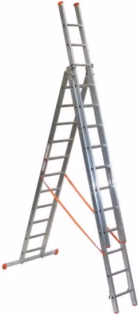 Scala a sfilo FACAL Genia in alluminio argento, 3 rampe da 11 gradini, portata massima 150 kg, per lavori fino a 9.2 m