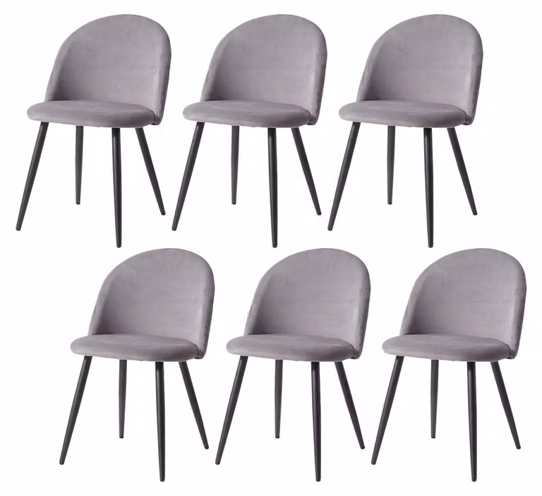 Sedie da pranzo - Sedie in velluto - Sedie - Struttura in metallo - Set da 6 - Comfort ergonomico