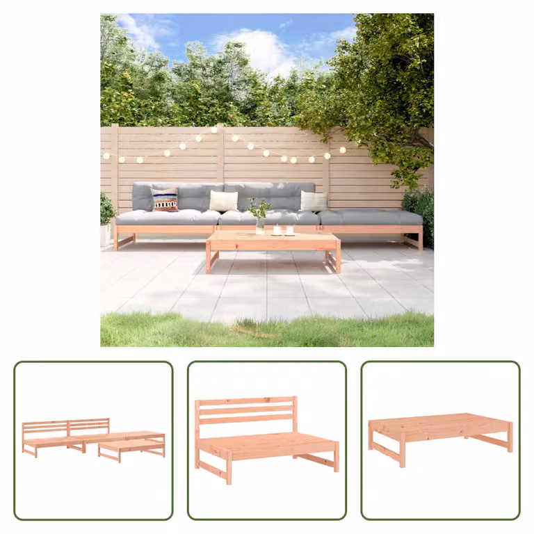 The Living Store 4 pezzi. Set salotto da giardino in legno massiccio di abete Douglas