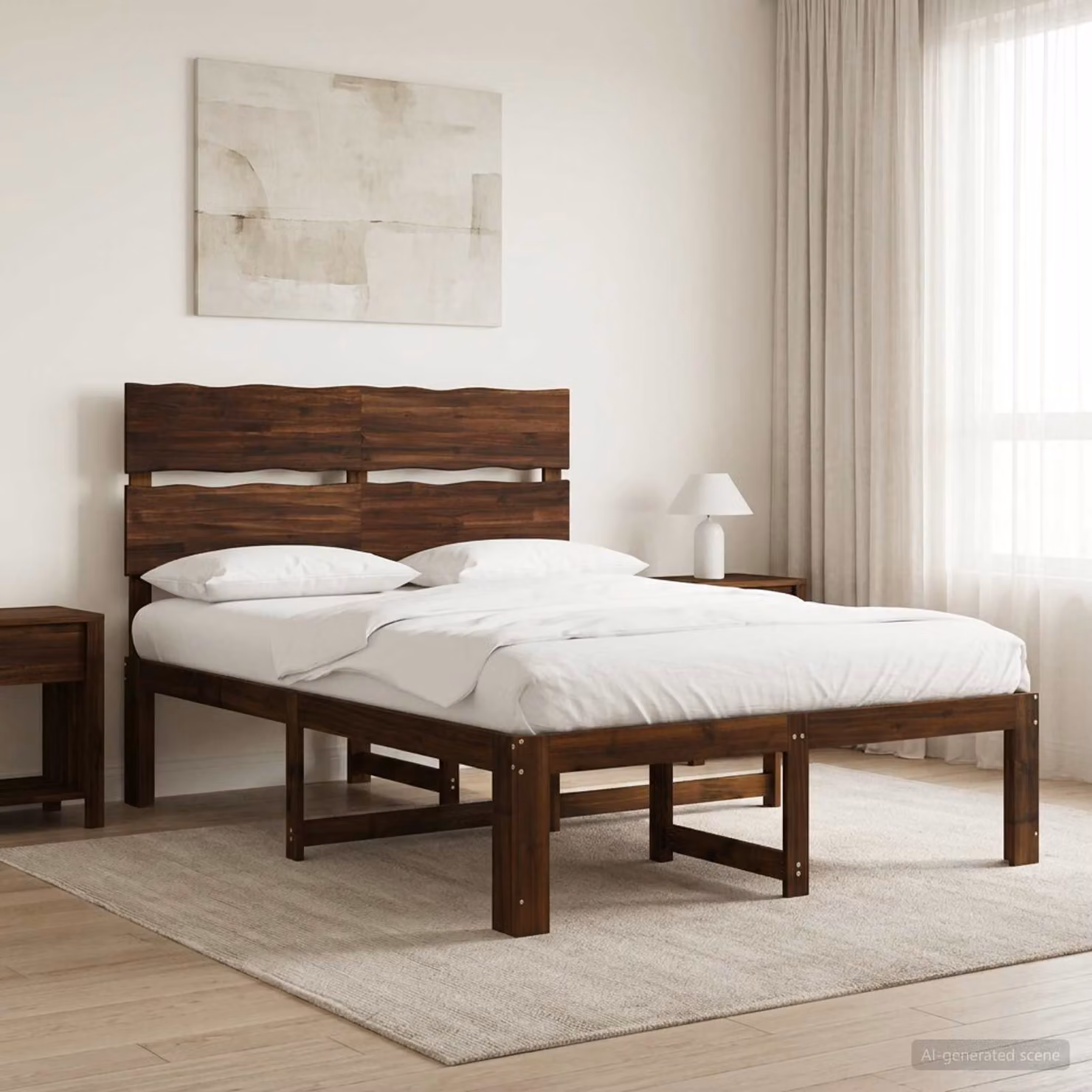 Letto matrimoniale vidaXL ROSTOCK in legno di acacia marrone scuro L/P/H: 154 x 200 x 115 cm