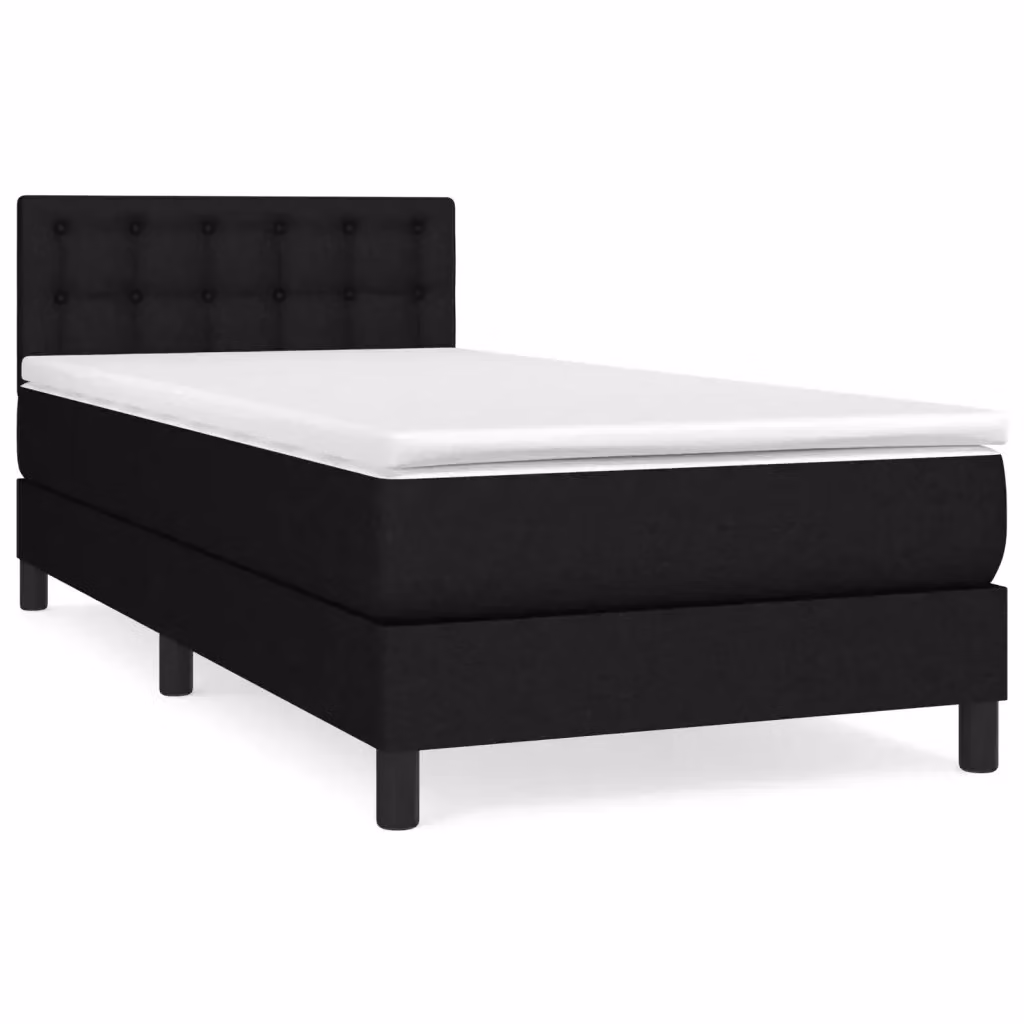 Letto Ibrido vidaXL con Giroletto a Molle e Materasso in Tessuto Nero e Bianco L/P/H: 90 x 200 cm – 2