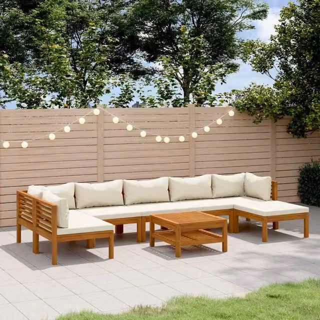 Set di Divani da Giardino vidaXL in Legno di Acacia con Cuscini Beige 8 Pezzi – 1
