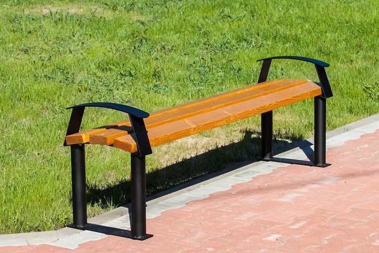 Panca da giardino senza schienale panca in legno panca da parco in metallo 170x42cm