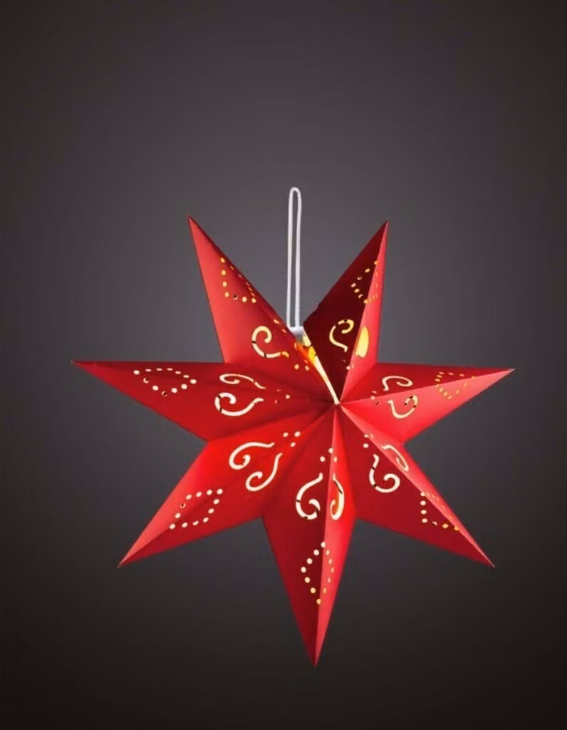 Stella di carta LED rossa da 60 cm con telecomando - Illuminazione per feste 521795