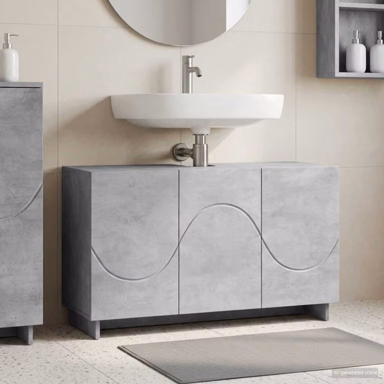 vidaXL Mobile da bagno Grigio Cemento 101 x 41 x 58 cm