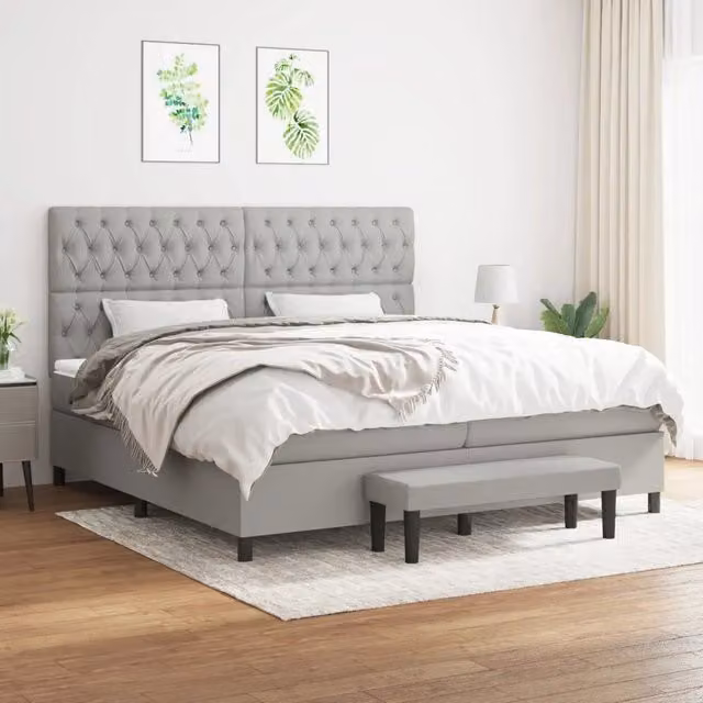 Letto Ibrido con Giroletto a Molle e Materasso vidaXL, Grigio e Bianco, L/P/H: 200 x 200 x 31 cm