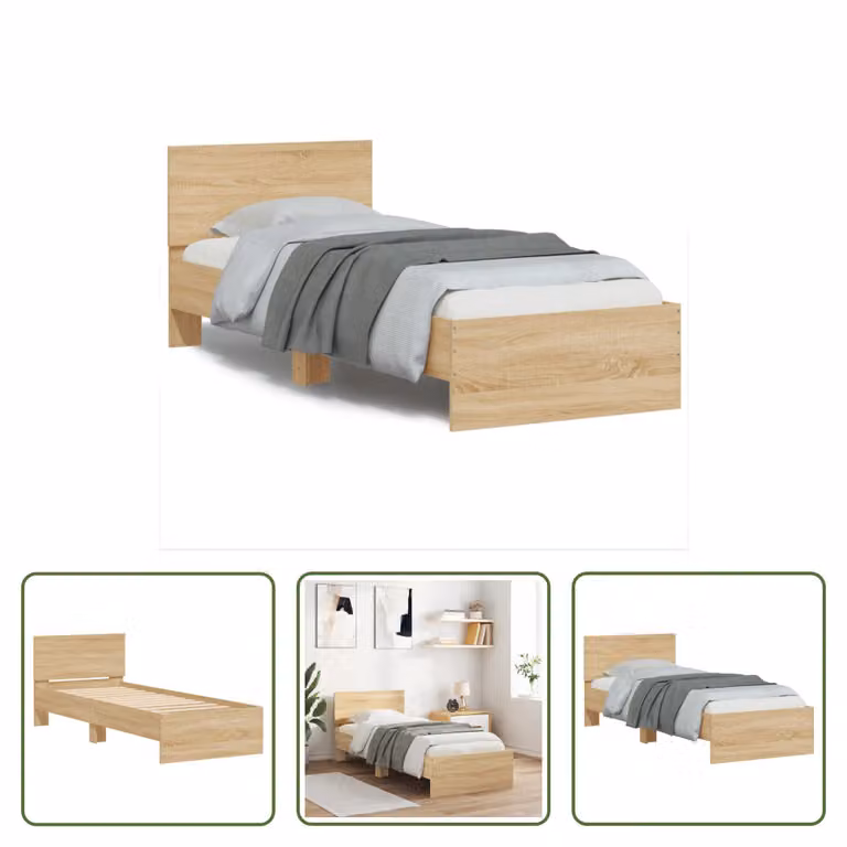 The Living Store Giroletto con testiera in rovere Sonoma 90x200 cm Materiale in legno
