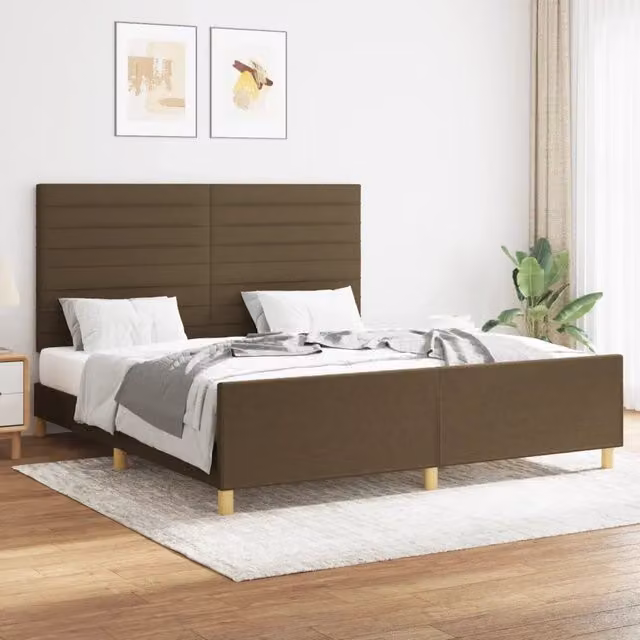 Giroletto senza Materasso Marrone Scuro 160x200 cm Tessuto 3125149