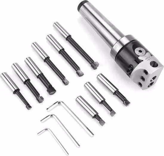 Set di utensili Famanu, 14 pezzi - per macchine CNC, in acciaio, completo di adattatori