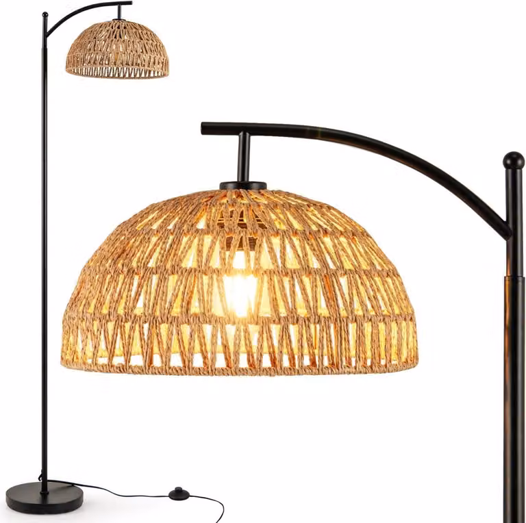 Lampada da terra con paralume sospeso e interruttore a pedale, 160 cm, attacco E27