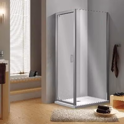 Porta doccia pivotante in cristallo - Linea Essential - 78-82 cm - Apertura 58,5 cm