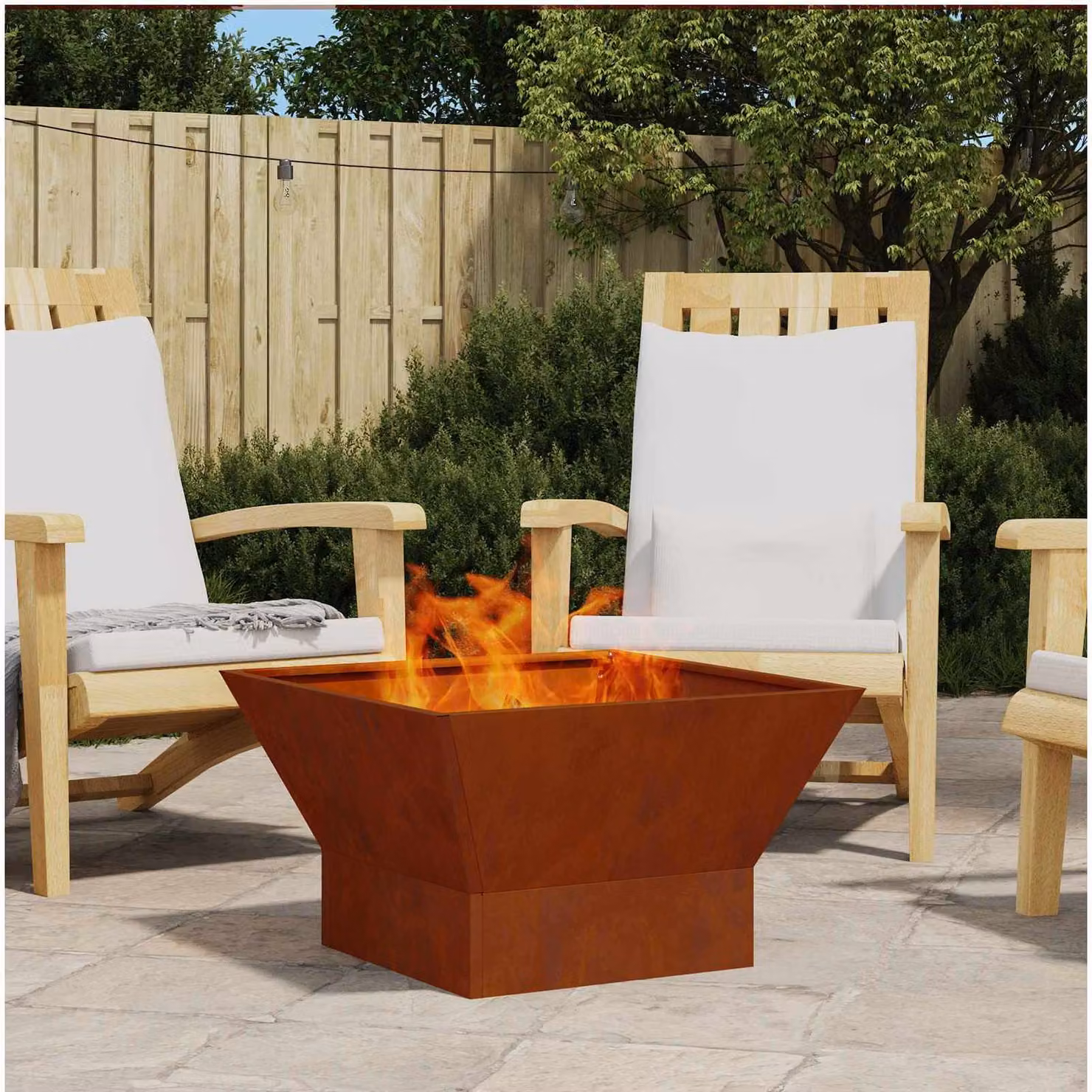 Braciere vidaXL in acciaio Corten color marrone L: 60 cm, P: 60 cm, H: 35 cm