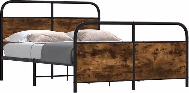 Struttura Letto Design Mania in Rovere Fumo e Metallo, L 140 x P 190 cm