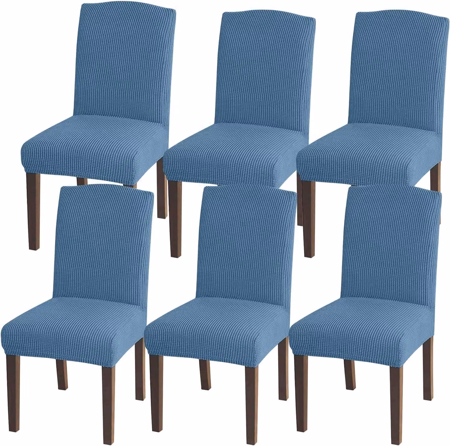 Set di 6 copri-sedie, impermeabili, azzurri, elasticizzati, ideali per la cucina