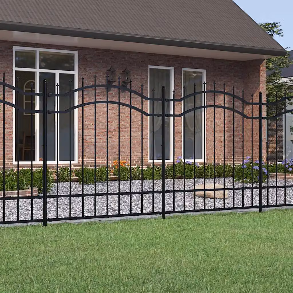 Recinzione da giardino vidaXL Woerden con punta a lancia in acciaio nero, L: 240 cm, H: 125 cm