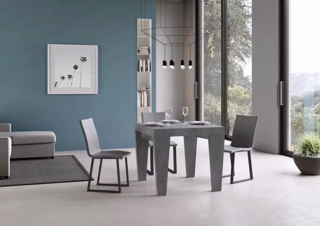 Tavolo allungabile Spimbo GIORDANOSHOP colore grigio effetto cemento L/P/H: 90-246 x 90 x 77 cm – 2