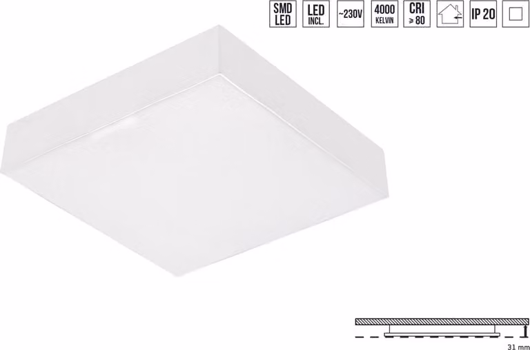 Plafoniera LED CANTO 15W, 4000K, bianco L: 150, L: 31, H: 150
