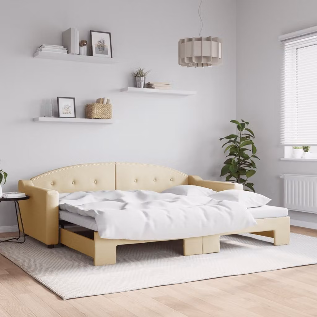Maison Exclusive - Divano letto estraibile color crema 90x200 cm in tessuto