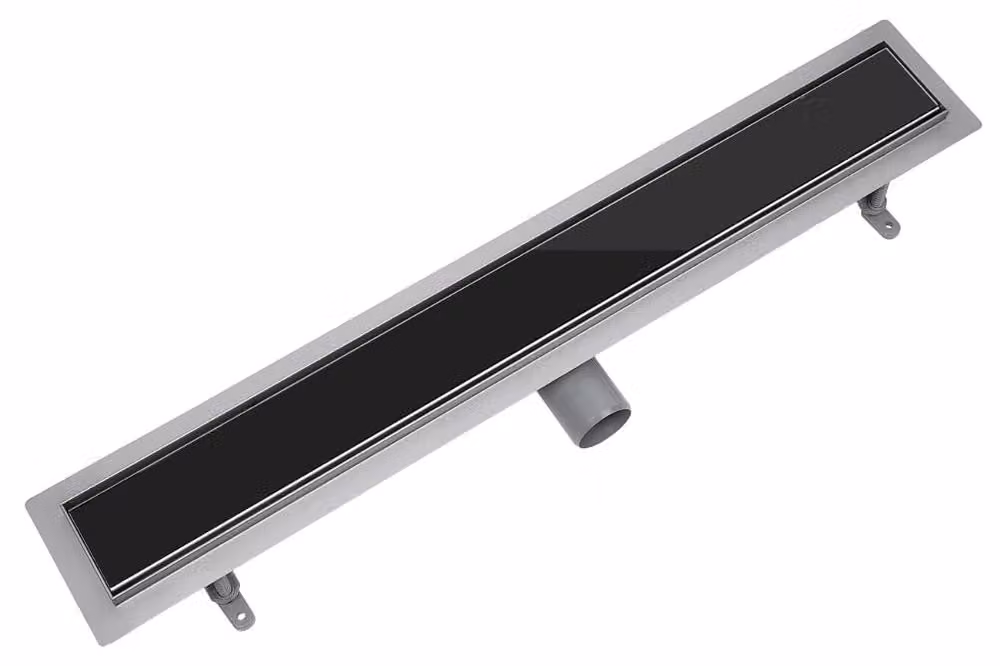 Set completo per doccia in acciaio inossidabile, nero, con vetro, 80 cm