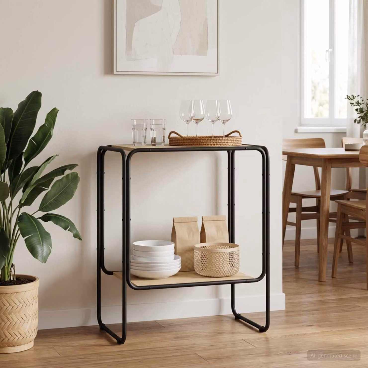 Credenza in stile industrial vidaXL in legno e metallo, colore marrone, L 60 cm x P 38 cm x H 75 cm