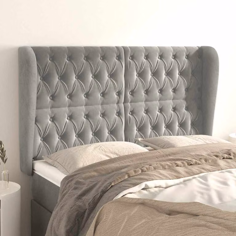 Testiera ad Orecchio vidaXL in Velluto Grigio L: 147 cm, P: 23 cm, H: 118-128 cm
