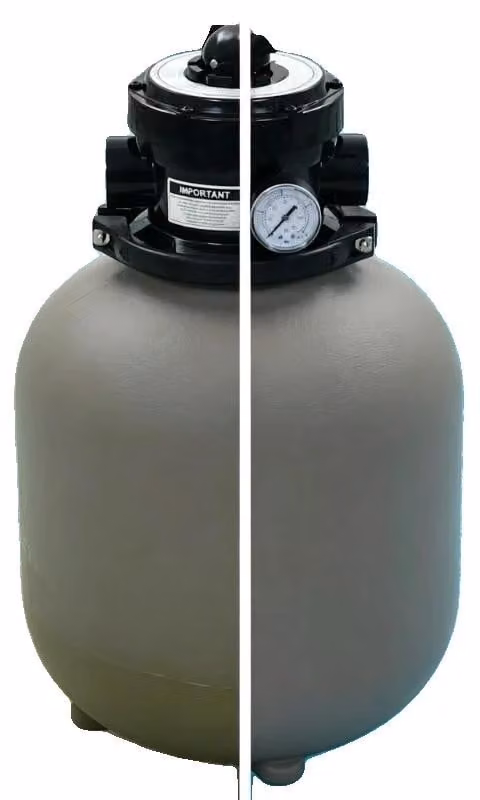 Filtro a sabbia per piscina, realizzato in materiale HDPE, dimensioni 35 x 62,5 cm, attacco da 48 mm, portata di 7 m³/h, valvola multi-posizione a 4 vie