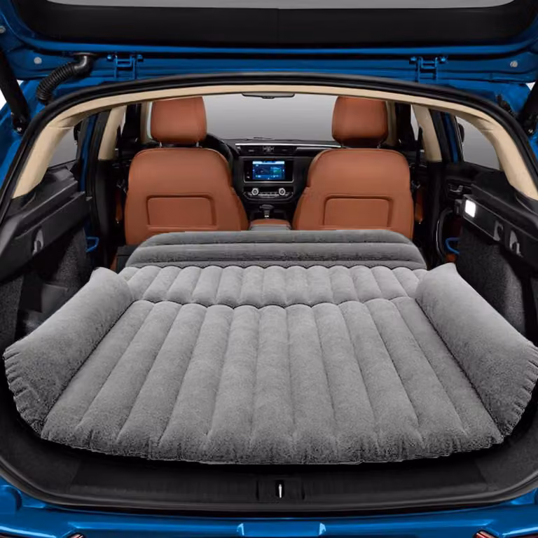 Materasso gonfiabile per auto, materasso ad aria per auto con pompa ad aria, materasso ad aria più spesso per SUV, letto gonfiabile per campeggio, viaggi e attività all'aperto, colore grigio