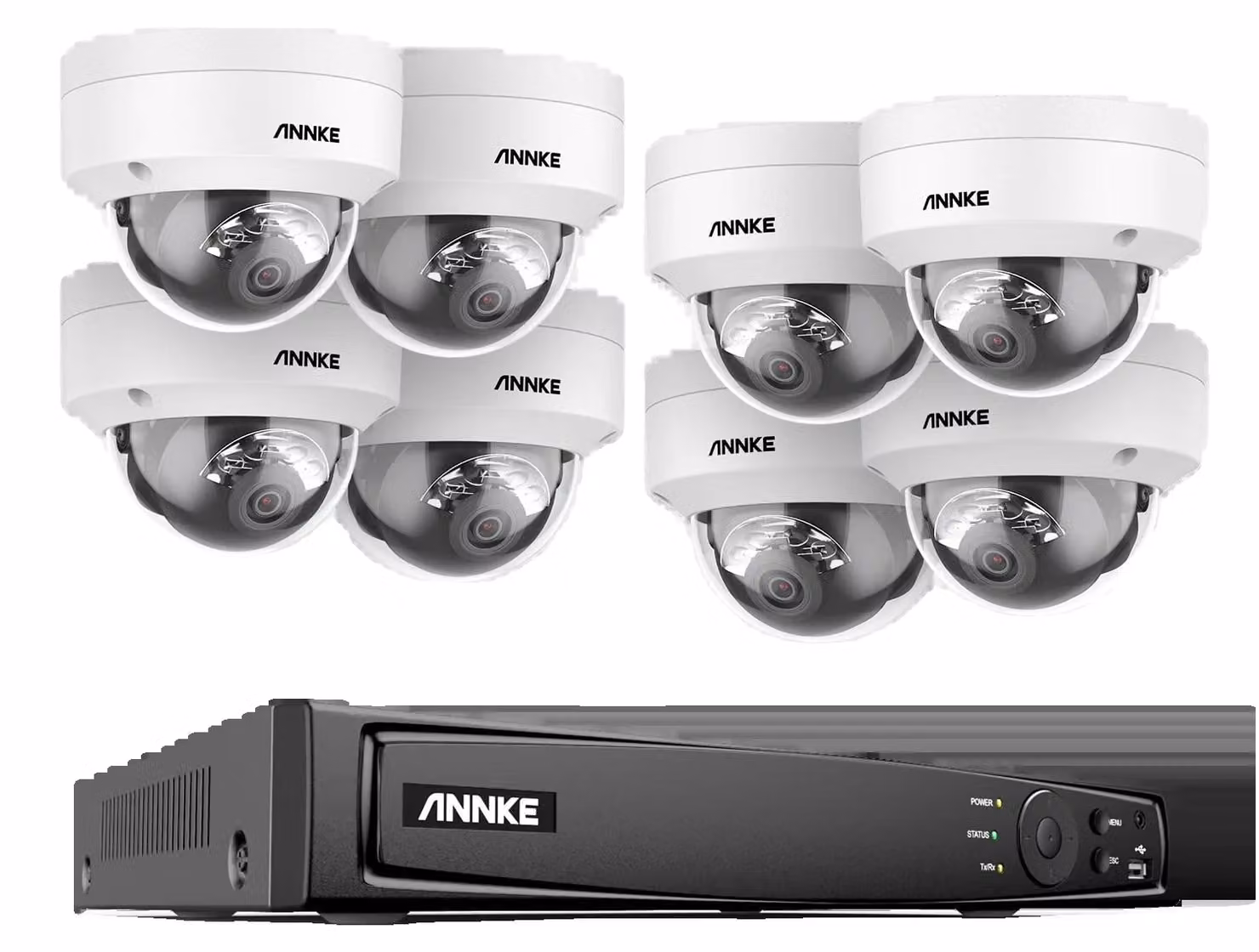 Sistema di videosorveglianza, risoluzione 4K, tecnologia di riconoscimento intelligente, NVR a 8 canali con 8 telecamere, Nessuna