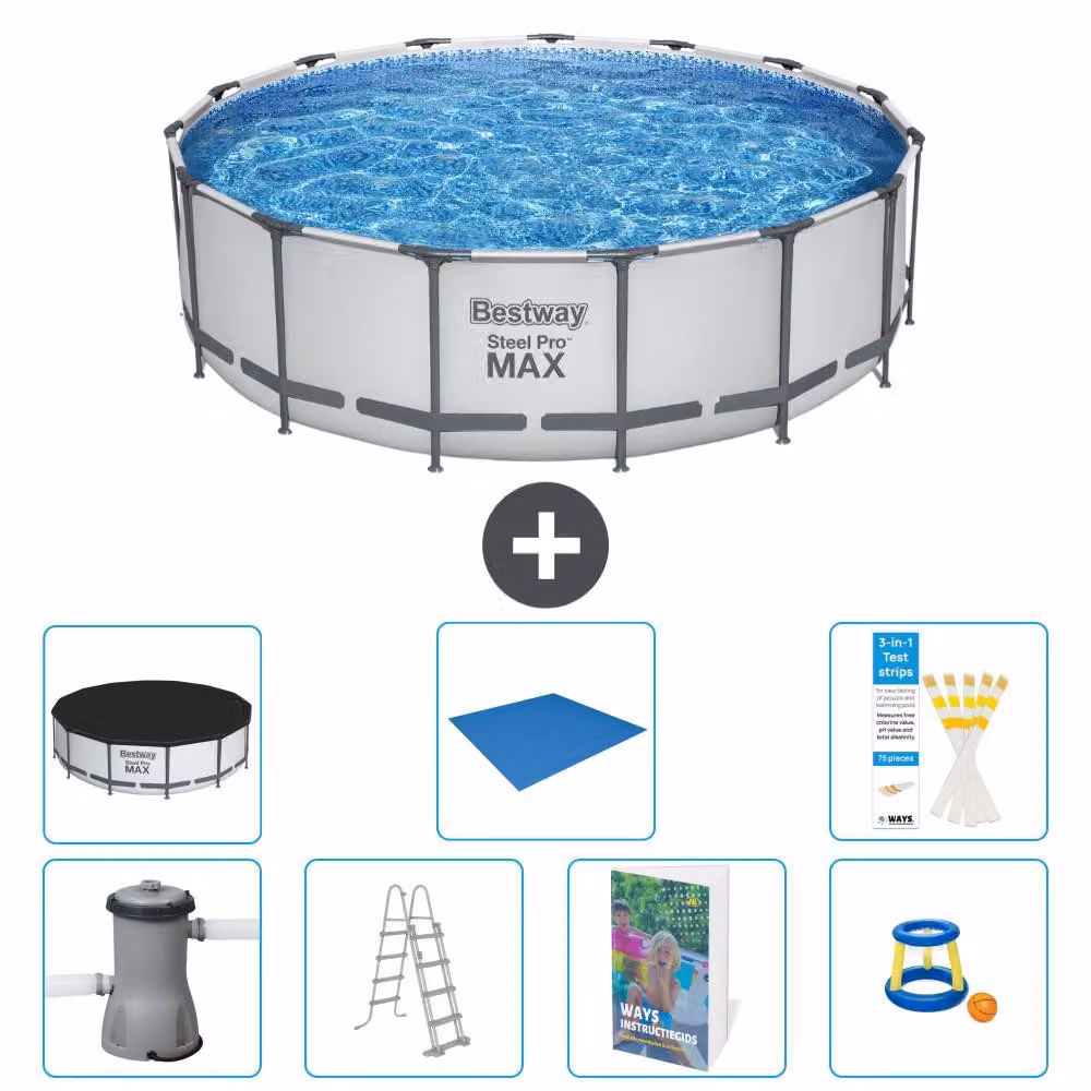 Piscina gonfiabile Bestway Steel Pro MAX, rotonda, 488x122 cm, composta da 6 parti, modello S568