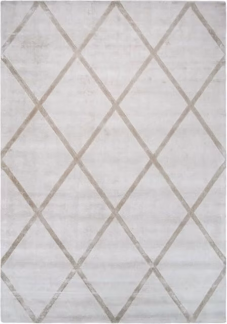 Tappeto di design Luxury in viscosa a rombi avorio e taupe