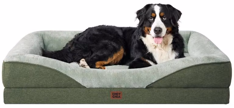 Cuccia ortopedica per cani con 4 bordi, dimensioni 132x104 cm, colore verde