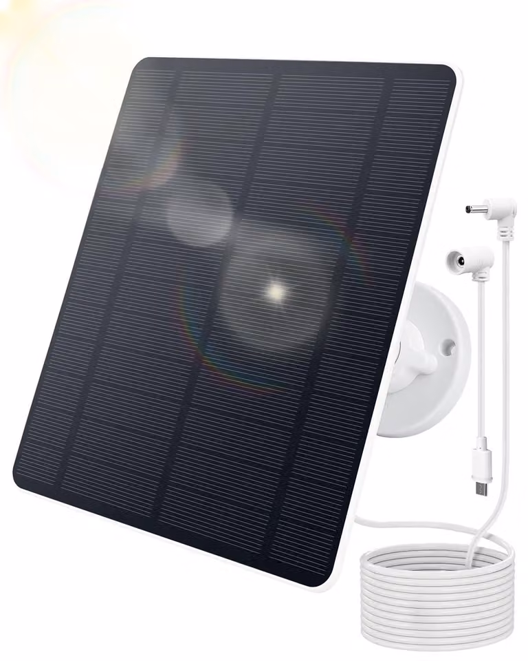 Pannello solare da 5W per videocamera di sicurezza, grado di protezione IP65 (resistente all'acqua), supporto regolabile a 360°