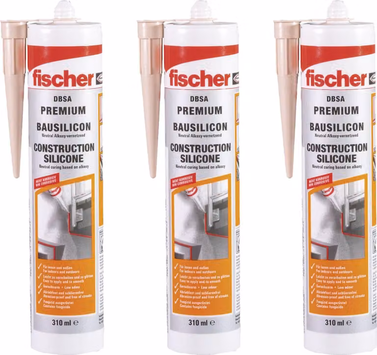 Fischer Building Silicone DBSA 310 grigio cemento set di 3 - 573643