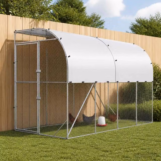 Gabbia per Polli Contro il Muro Argento 600 x 150 x 215 cm 3434706