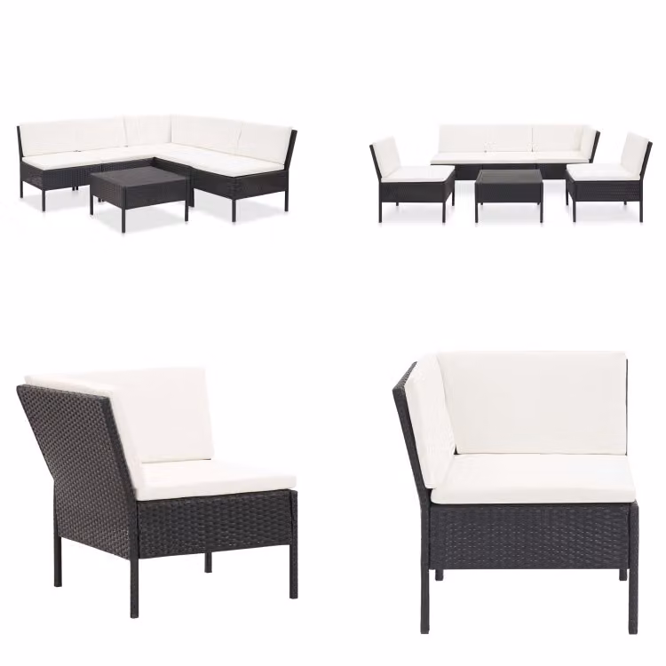 vidaXL set salotto da giardino 6 pezzi con cuscini in poly rattan nero - set salotto da giardino - set salotto da giardino - salotto da giardino - salotti da giardino