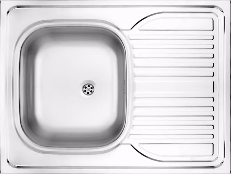 Lavello Tango a 1 vasca con sgocciolatoio, satinato, 800x600 mm, da incasso, acciaio 500 µm