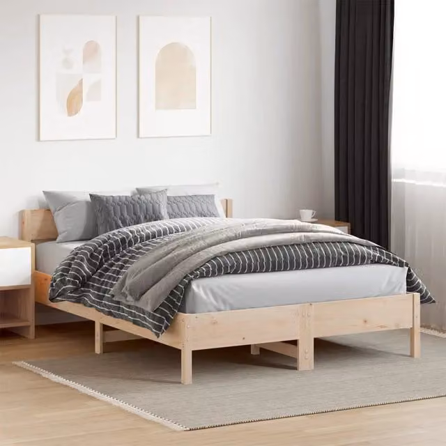 Letto senza materasso in legno massello di pino vidaXL stile rustico marrone L/P/H: 200 x 120 x 71,5 cm