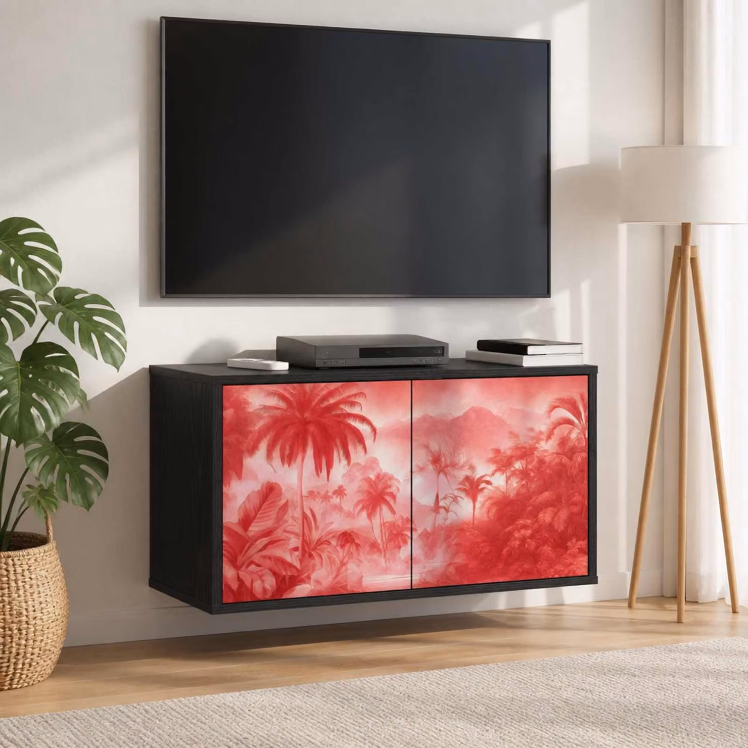 Mobile TV da parete vidaXL AACHEN in Rovere Nero, L 69 cm x P 33 cm x H 40 cm