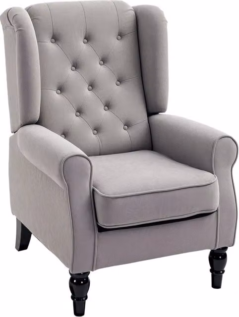 Poltrona imbottita con poggiapiedi ¨C Minimal ¨C Grigio scuro, velluto, 74x86x102 cm