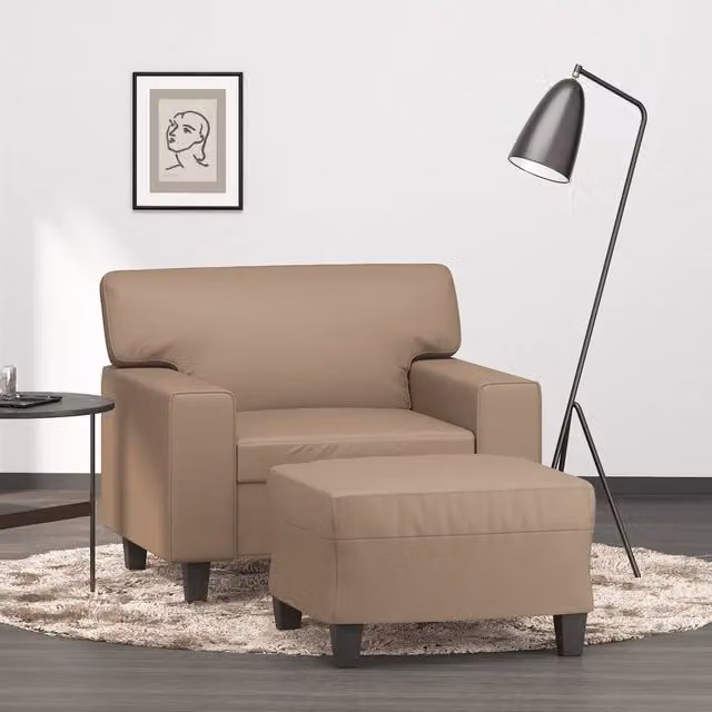 Poltrona Relax con Poggiapiedi vidaXL in Similpelle Beige
