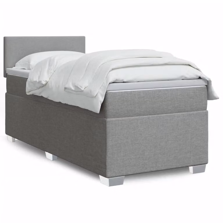 vidaXL Letto Ibrido con Materasso e Struttura Imbottita in Tessuto Grigio e Bianco, L/P/H: 90 x 200 cm