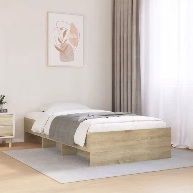 Struttura Letto Giroletto Design Mania in Rovere Sonoma, L/P/H: 200 x 100 x 35 cm