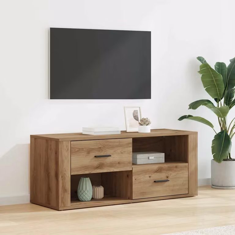 Mobile TV vidaXL in stile rustico marrone con ruote L/P/H: 100 x 35 x 40 cm