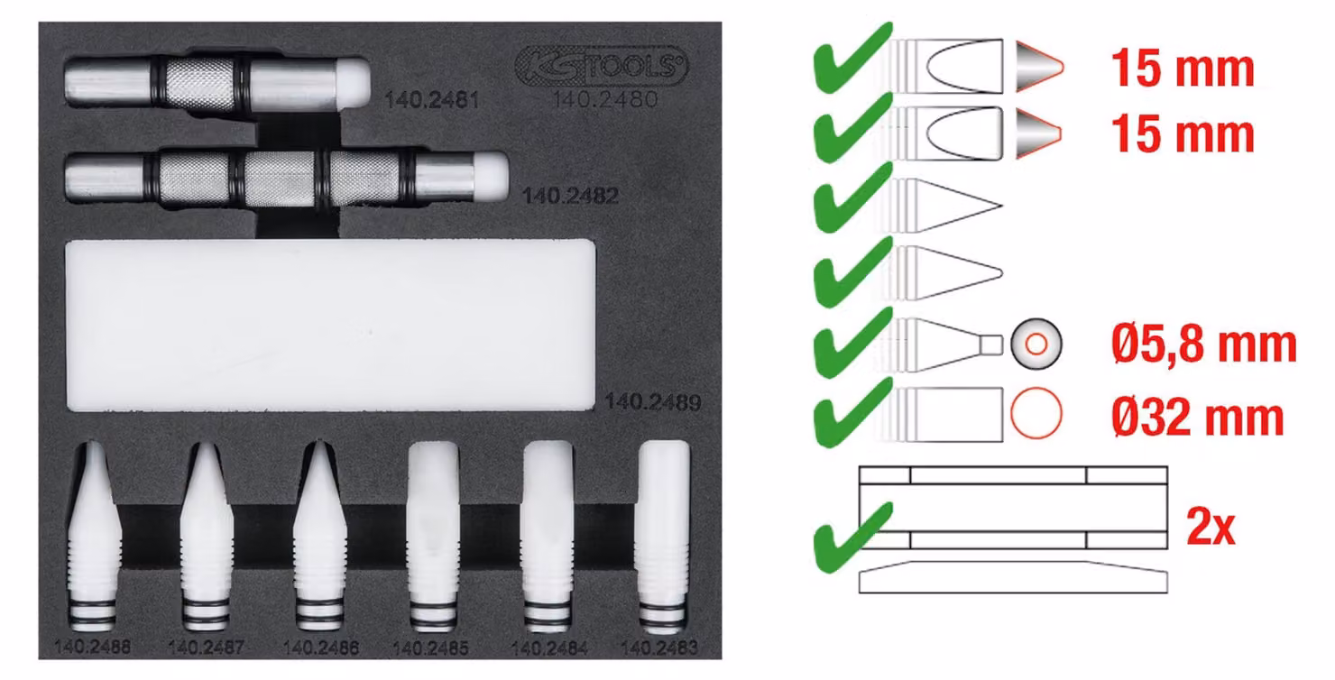 KS TOOLS Set di martelli da 10 pezzi - 140.2480