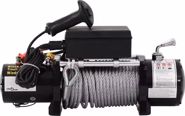 Argano elettrico vidaXL in acciaio nero con telecomando 12 V – 1