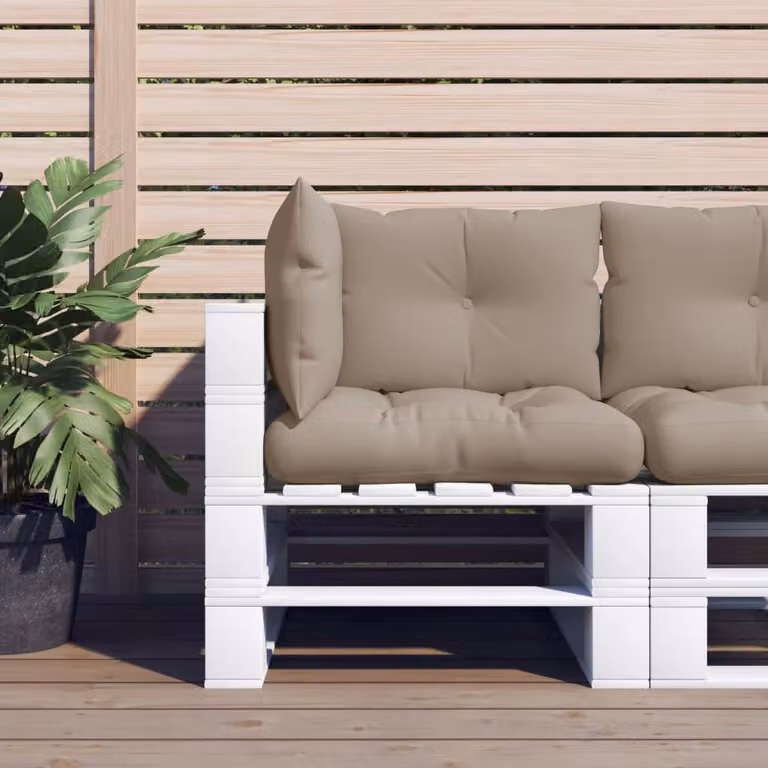 Set di 3 cuscini per pallet vidaXL in poliestere, colore beige/grigio, resistenti all'acqua e ai raggi UV