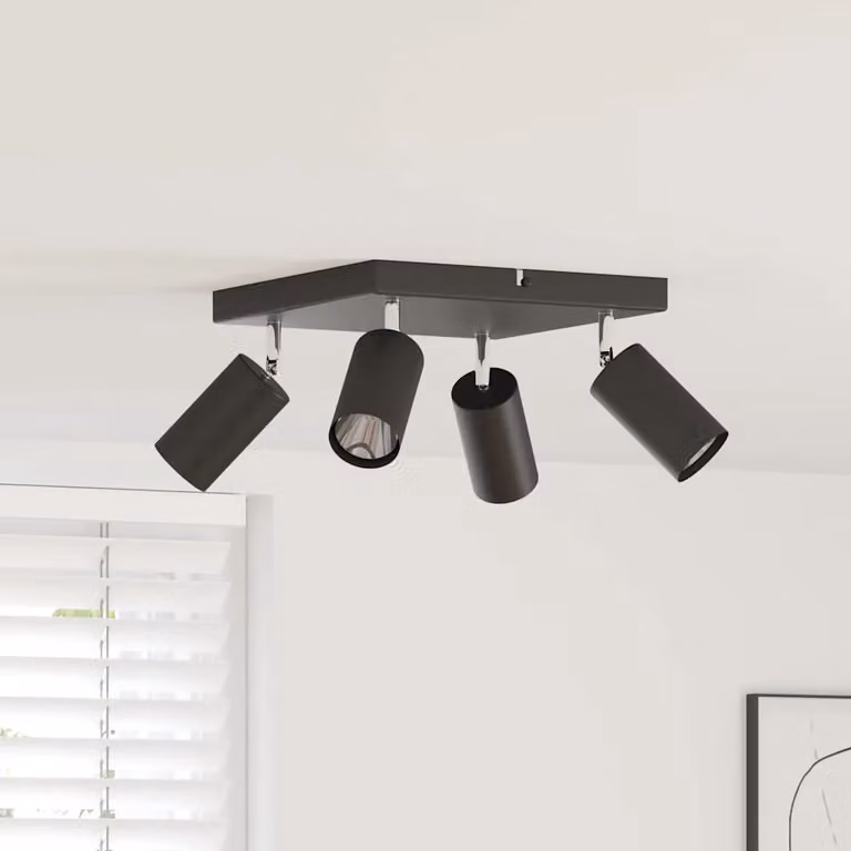 vidaXL Faretto da soffitto regolabile in metallo nero L: 26 cm, P: 26 cm, H: 16 cm